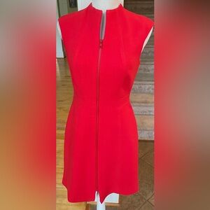 David Meister Scarlet Red Dress With Full Front Zipper